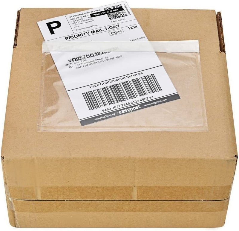 9527 Product 7.5" x 5.5" Clear Adhesive Top Loading Packing List/Shipping Label Envelopes (200 Pack) - Image 1